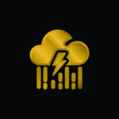 Bolt gold plated metalic icon or logo vector