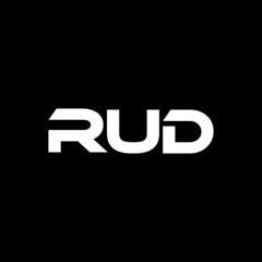 RUD letter logo design with black background in illustrator, vector logo modern alphabet font overlap style. calligraphy designs for logo, Poster, Invitation, etc.