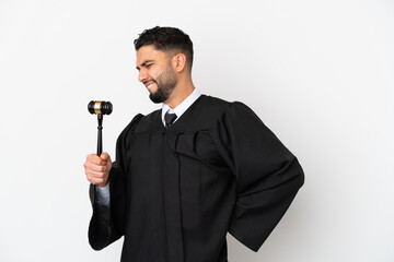 Naklejka premium Judge arab man isolated on white background suffering from backache for having made an effort