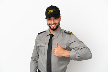 Young arab man isolated on white background giving a thumbs up gesture