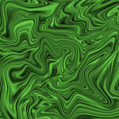 Liquid marble paint effect background. Green fluid, abstract modern illustration design, suminagashi art.