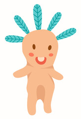 Funny mandrake character smiling with leaves on his head