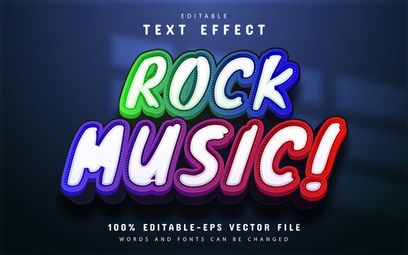 Rock music text, colorful style text effect