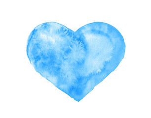 Blue Heart Isolated on a White Background.