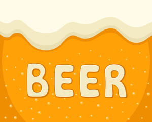 Beer with foam, beer background. Copy space