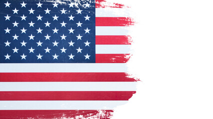 Flag of USA in brush stroke background.