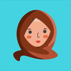 Kawaii woman face wearing hijab vector illustration