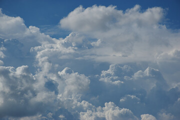 Big clouds in the sky on a bright day