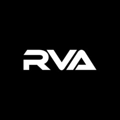 RVA letter logo design with black background in illustrator, vector logo modern alphabet font overlap style. calligraphy designs for logo, Poster, Invitation, etc.