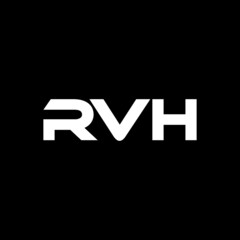 RVH letter logo design with black background in illustrator, vector logo modern alphabet font overlap style. calligraphy designs for logo, Poster, Invitation, etc.