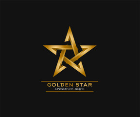 star logo, cut circle shape, and shiny golden color,elegant,modern,