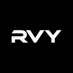 RVY letter logo design with black background in illustrator, vector logo modern alphabet font overlap style. calligraphy designs for logo, Poster, Invitation, etc.