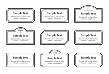 シンプルなフレーム、枠、見出し、ポイント、ラベルのイラストセット（モノクロバージョン）