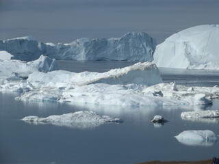 Overwhelming view of the Kanga Icefjord near the former Inuit settlement Sermermiut near Ilulissat, Greenland