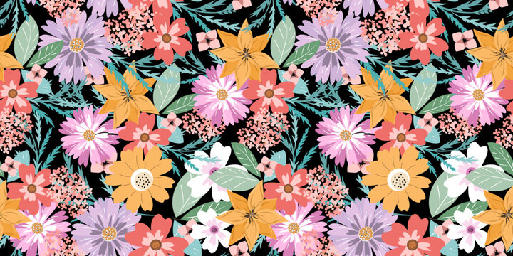 Hand painted floral Seamless Pattern. A Pattern for wallpaper, fashion and print