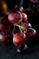 Close-up of organic red grape bunches