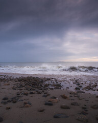 Gooseberry Island Beach and waves on the coast of Massachusetts