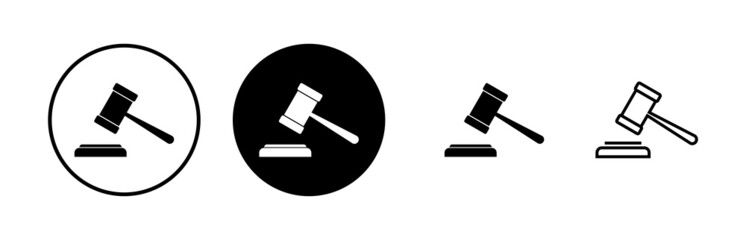 Gavel icons set. Hammer icon vector. Judge Gavel Auction Icon Vector. Bid