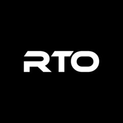 RTO letter logo design with black background in illustrator, vector logo modern alphabet font overlap style. calligraphy designs for logo, Poster, Invitation, etc.