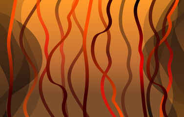 Dark orange with black, abstract image with vertical lines in the form of waves for your brand book. A graceful pattern with a gradient for the header of the site. Vector illustration.