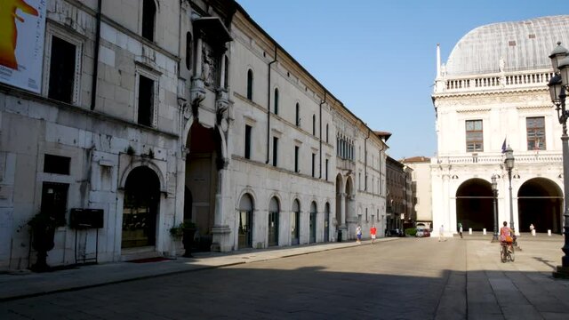 Brescia, Italy, the north side of piazza della Loggia square