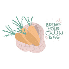 Textile shopping package full of Farmers food. Products in eco canvas bag hand drawn illustration. Ecology friendly shopping. Grocery store purchases in textile handbag