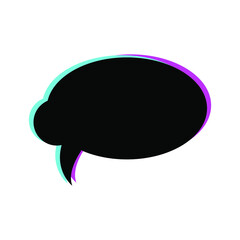Modern black speech bubble with neon shadow, flat style. Vector icon isolated on white background. EPS 10.