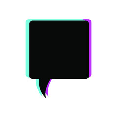 Modern black speech bubble with neon shadow, flat style. Vector icon isolated on white background. EPS 10.