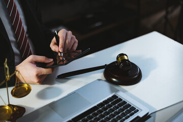 lawyer or judge person working on laptop in the office.