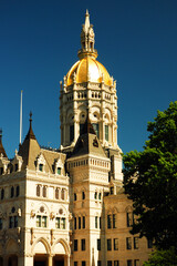 Fototapeta na wymiar The Gold Dome of the Connecticut State Capitol