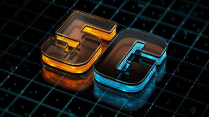 Internet connection of the future 5G, mobile internet traffic - 3D rendering