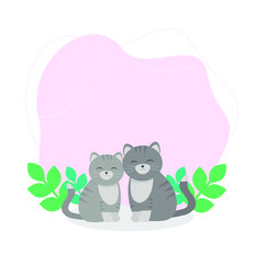 These are cats in love. Valentine card.