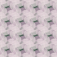 Modern abstract vector pattern created of layered wavy geometric flower shapes with 3D effect. Seamless background for home textiles, fashion fabrics, stationery and wallpaper.