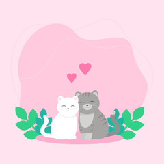 Obraz na płótnie Canvas These are cats in love. Valentine card.