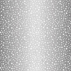 White falling stars on silver sparkle scratched background - Star confetti. Vector template for New year, Christmas, birthday party, wedding card, invitations, flyer, voucher, web and wrapping paper.