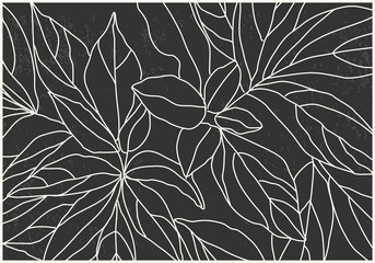 Minimalist botanical poster with peony leaves abstract collage © C Design Studio