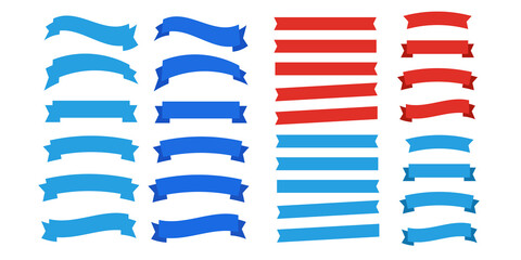 Flat vector ribbons banners flat isolated. Ribbons banners