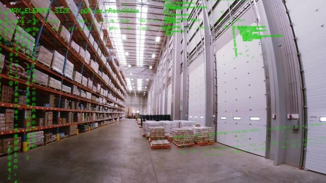 Animation of data processing over empty warehouse
