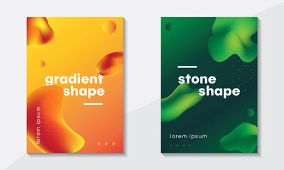 Abstract Minimal Poster Flyer Gradient Vibrant Color Stone Shape Vector Illustration