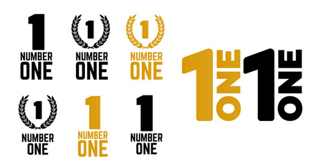 Number one retro labels. Set of one number logo. First place badge