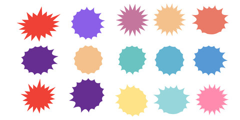 Bursting speech star set. Starburst isolated icons set
