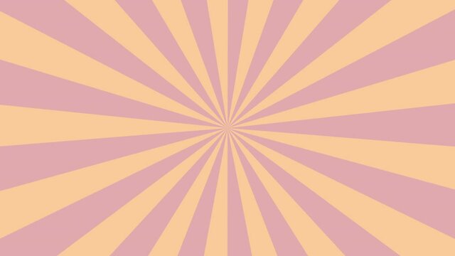 animated retro sunburst background. radial background rotation.  footage cartoon sunburst pattern yellow, purple background animation