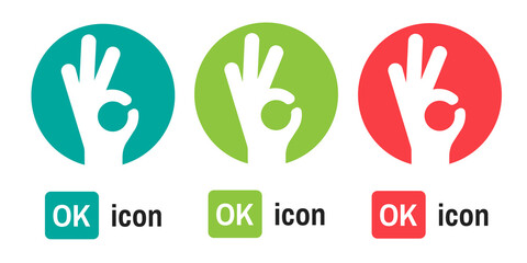 OK vector sign. OK icon. OK hand sign