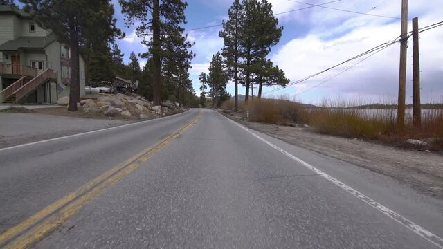 Hyperlapse Driving Time Lapse Big Bear Lake North Shore Dr Fawnskin San Bernardino Mountains California USA
