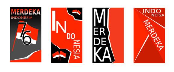 Indonesia independence day 17 august with traditional games concept illustration. 76 tahun kemerdekaan indonesia translates to 76 years Indonesia independence day