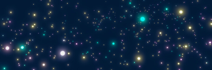 Abstract bokeh particle lights. Colors of stars.