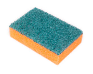 The sponge for washing dishes is isolated on a white background