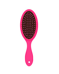 Pink and black hair brush on white background. Vector illustration.