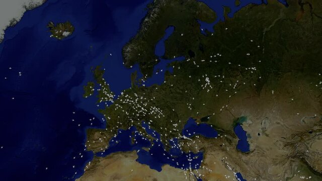 Aeroplanes Fly Over Europe.
Air Traffic 2D Simulation.