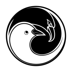 Yin and yang eagle and pigeon